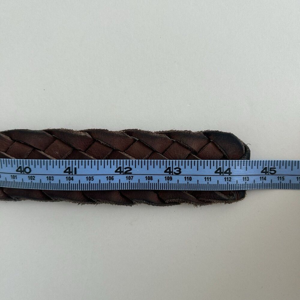 J Crew Braided Genuine Leather Belt Mens Size 36 Woven Brown 1.5” - Picture 9 of 9